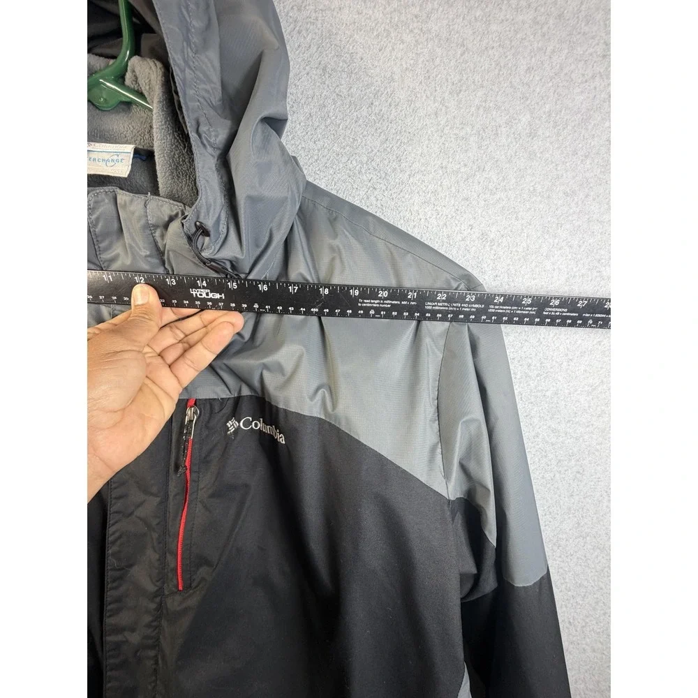 Columbia Jacket Mens 2XL Black Gray Interchange 3-in-1 Hooded Fleece Lined